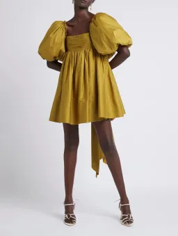 Aje Casabianca Puff Sleeve Mini Dress Olive Green Size 6 / XS for rent on The Volte - image 1