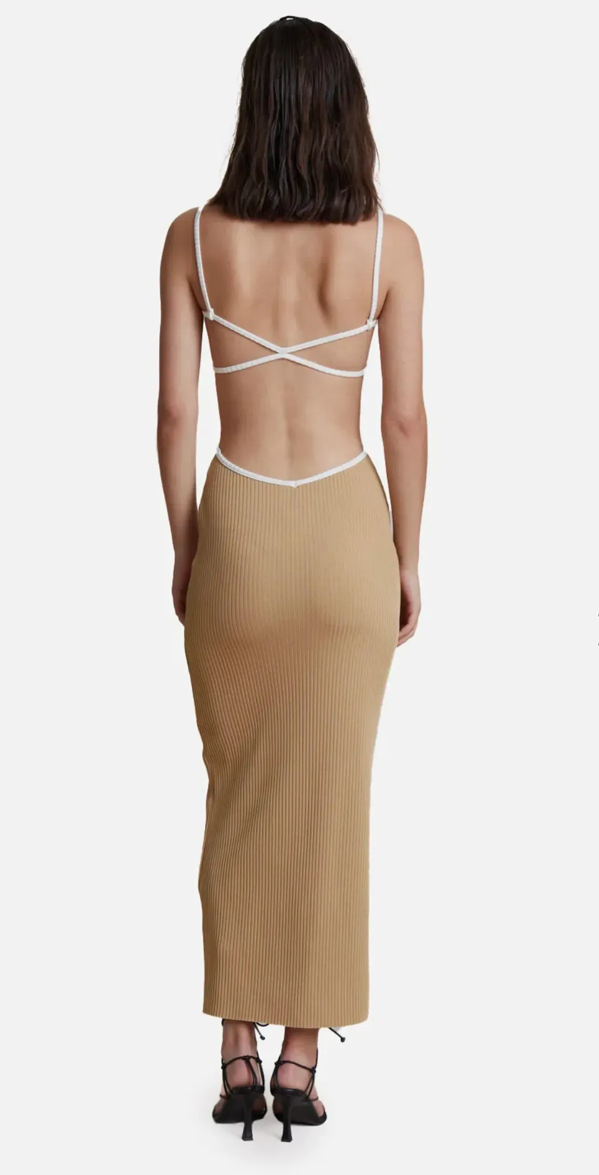 Bec & Bridge Coyote Midi Dress Nude Size AU 6 - Image 2