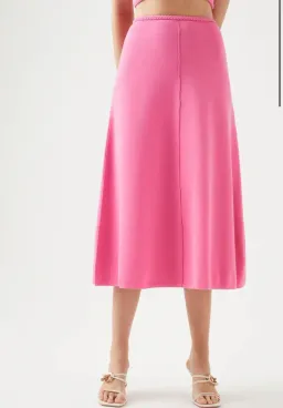 Aje Petal Knit Midi Skirt French Rose Pink Size S / AU 8 for rent on The Volte - image 4