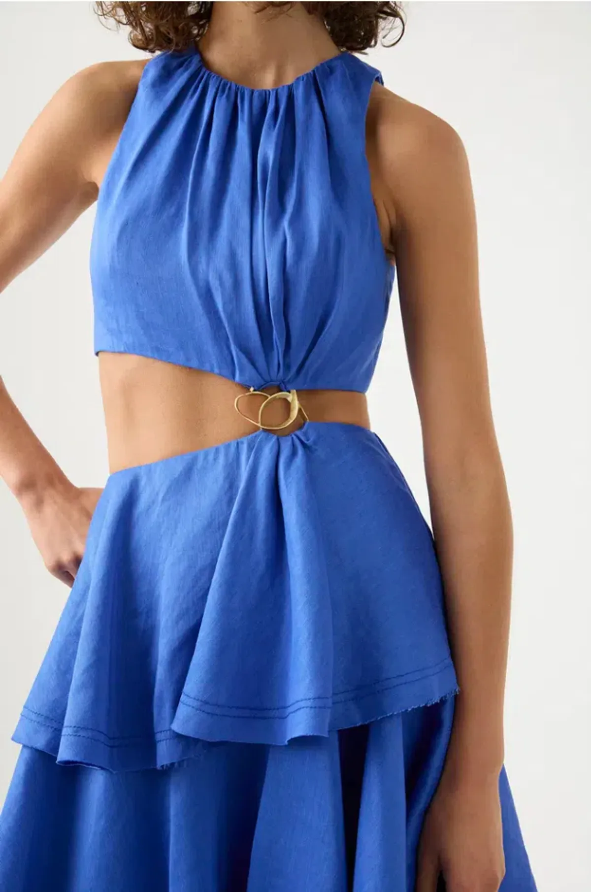 Aje Wave Cut Out Ring Midi Dress Marine Blue Size AU 6 - Image 4