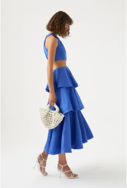 Aje Wave Cut Out Ring Midi Dress Marine Blue Size AU 6 for rent on The Volte - image 5