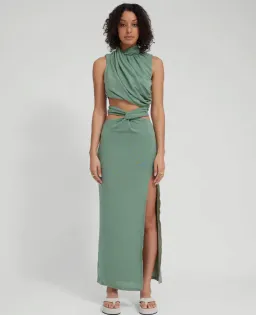Tojha Taya Top & Skirt Set Green Size 8 for rent on The Volte - image 2