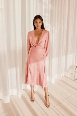 Scanlan Theodore French Textured Weave Midi Dress Pink Size AU 12 for rent on The Volte - image 4