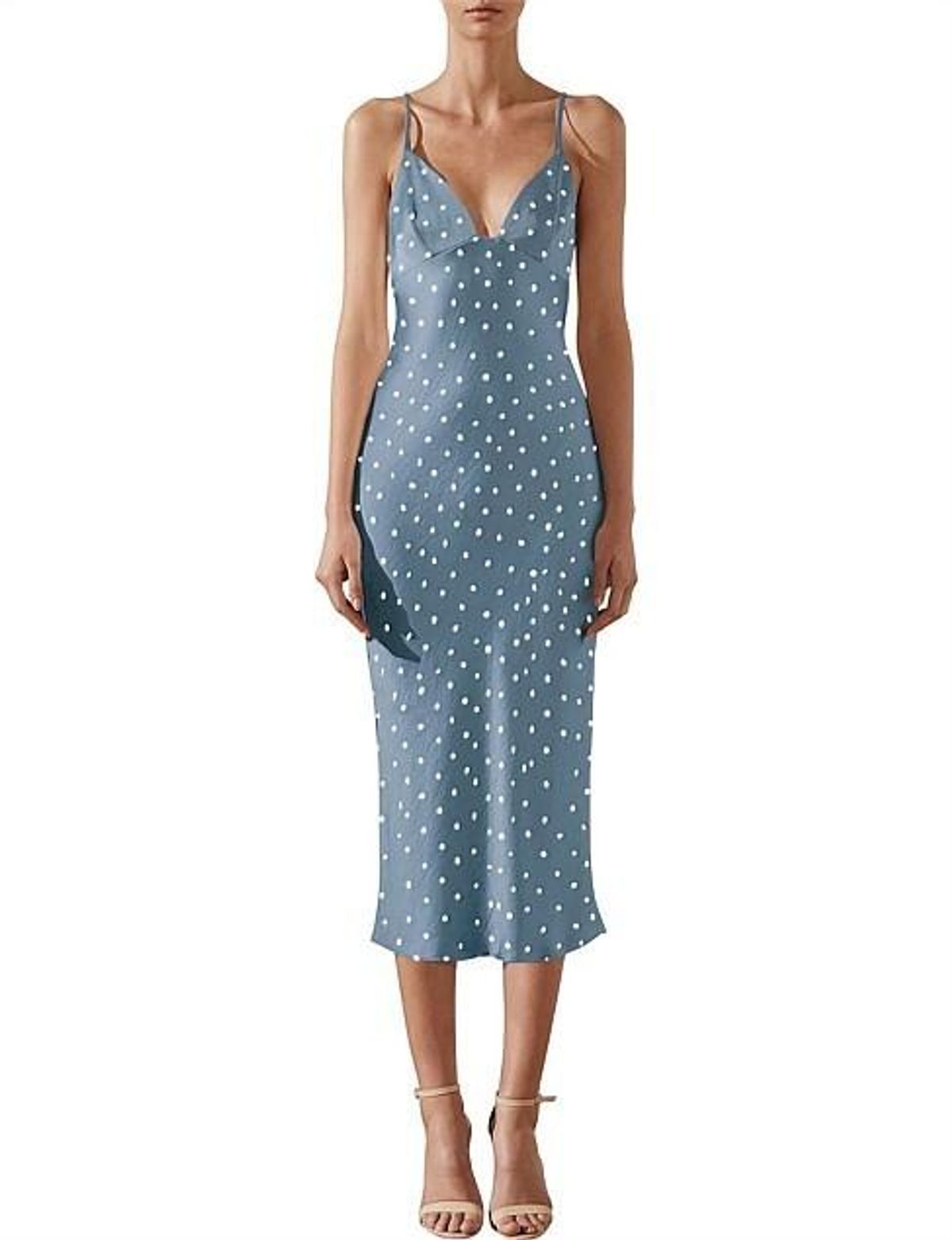 Shona Joy Bias Slip Midi ICE BLUE / IVORY SPOT for rent on The Volte - main image