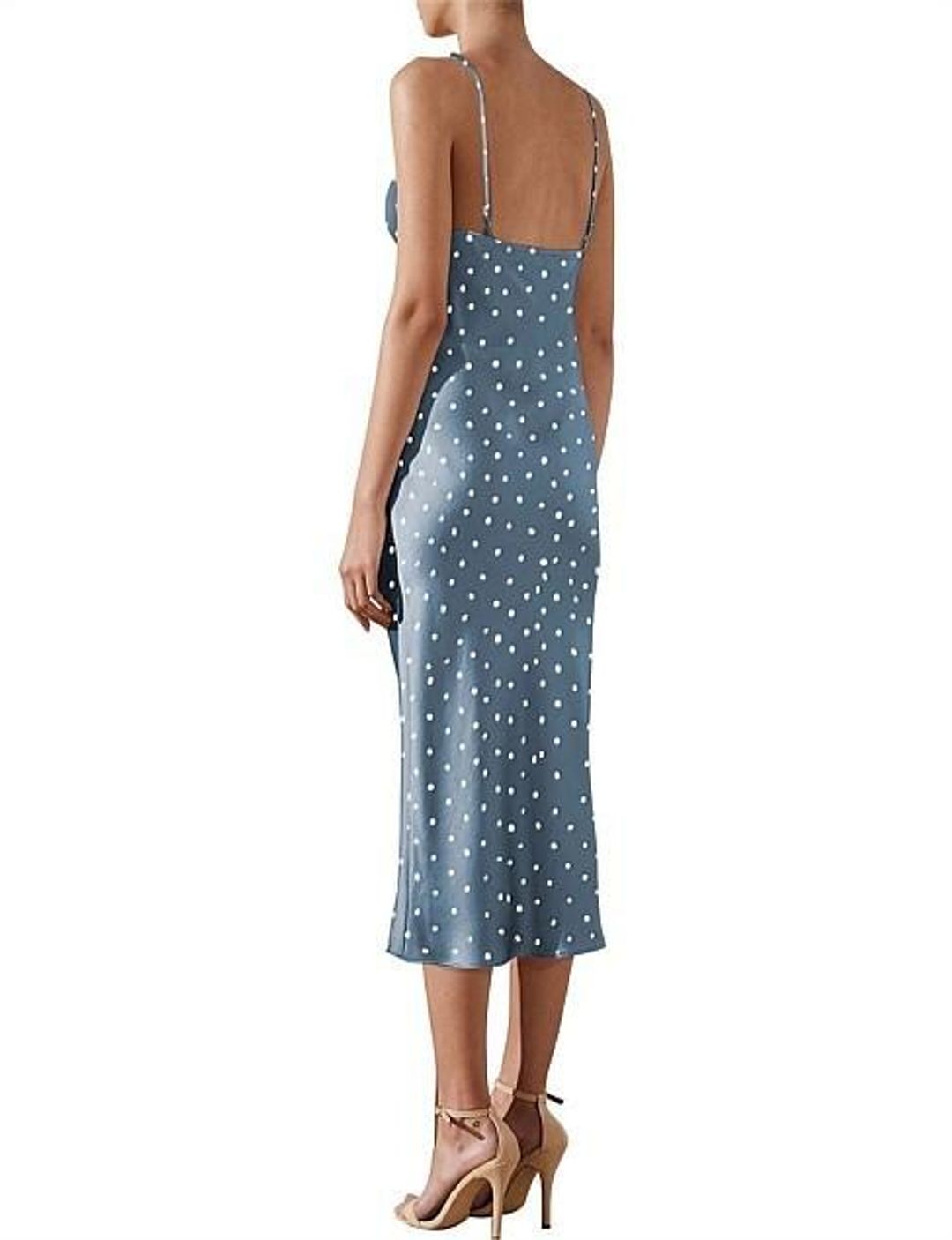 Shona Joy Bias Slip Midi ICE BLUE / IVORY SPOT for rent on The Volte - main image