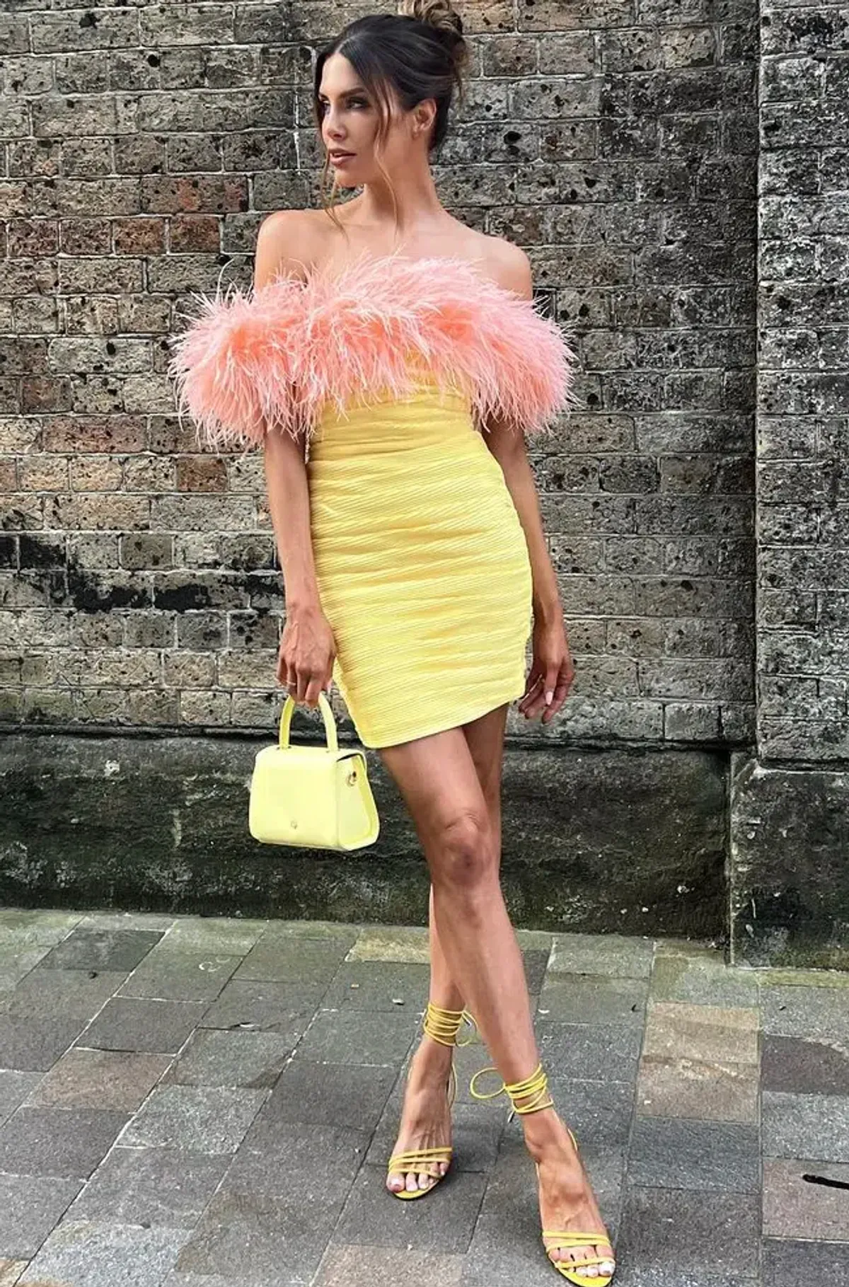 Rachel Gilbert Zion Mini Dress Lemon Size AU 8 for rent on The Volte - main image