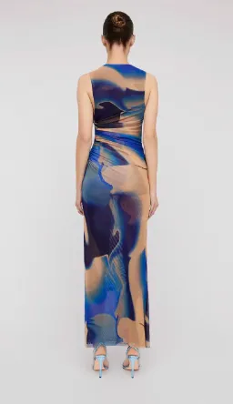 Scanlan Theodore Italian Watercolour Print Dress Blue Size 6 for rent on The Volte - image 3
