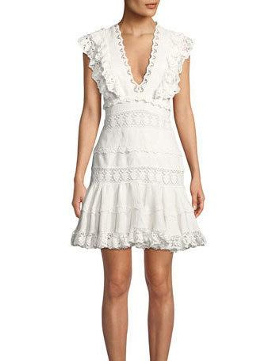 Zimmermann Wayfarer Paneled Flutter Mini Dress Ivory Size 8 for rent on The Volte - main image