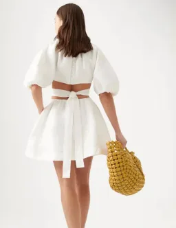 Aje Mimosa Cut Out Mini Dress Ivory Size 6 / XS for rent on The Volte - image 3