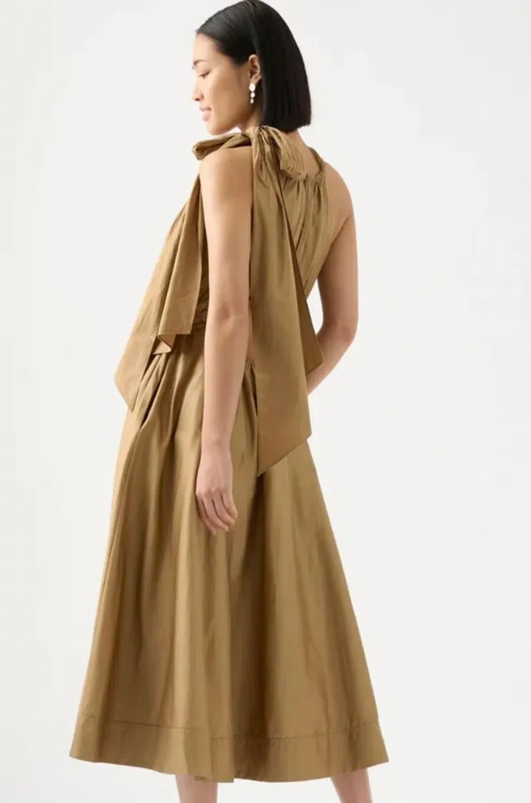 Aje Henriette Tie Strap Midi Dress Brown Size 6 / XS for rent on The Volte - main image