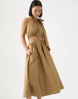 Aje Henriette Tie Strap Midi Dress Brown Size 6 / XS for rent on The Volte - image 4