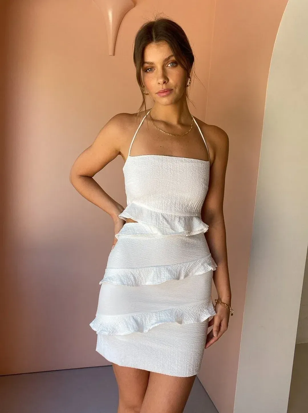 By Nicola Halo Mini Dress White Size 12 for rent on The Volte - main image