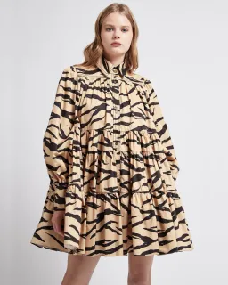 Aje Nouveau Smock Dress Caramel Zebra Size 8 for rent on The Volte - image 3