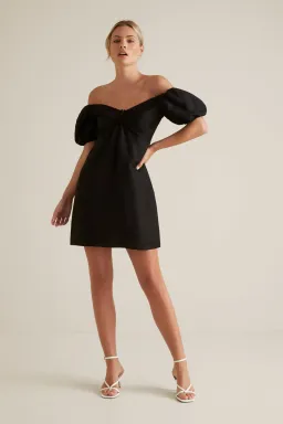 Seed Heritage Off Shoulder Mini Dress Black Size 14 for rent on The Volte - image 1