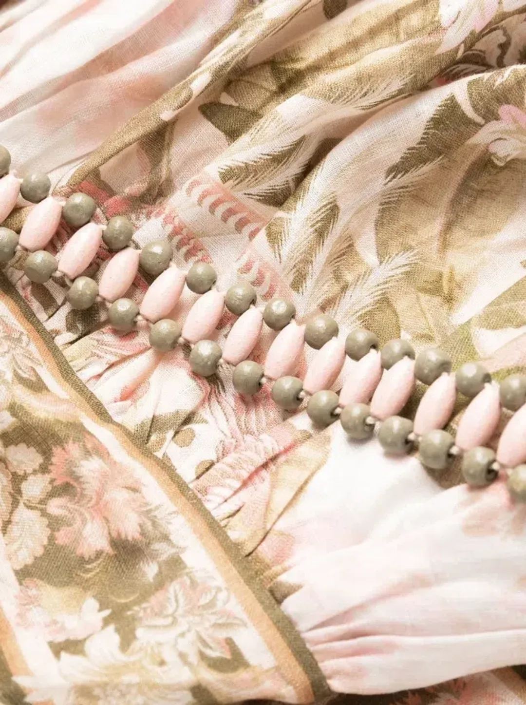 Zimmermann Lyre Picnic Dress in Khaki Palm Size 2/ AU 12 for rent on The Volte - main image