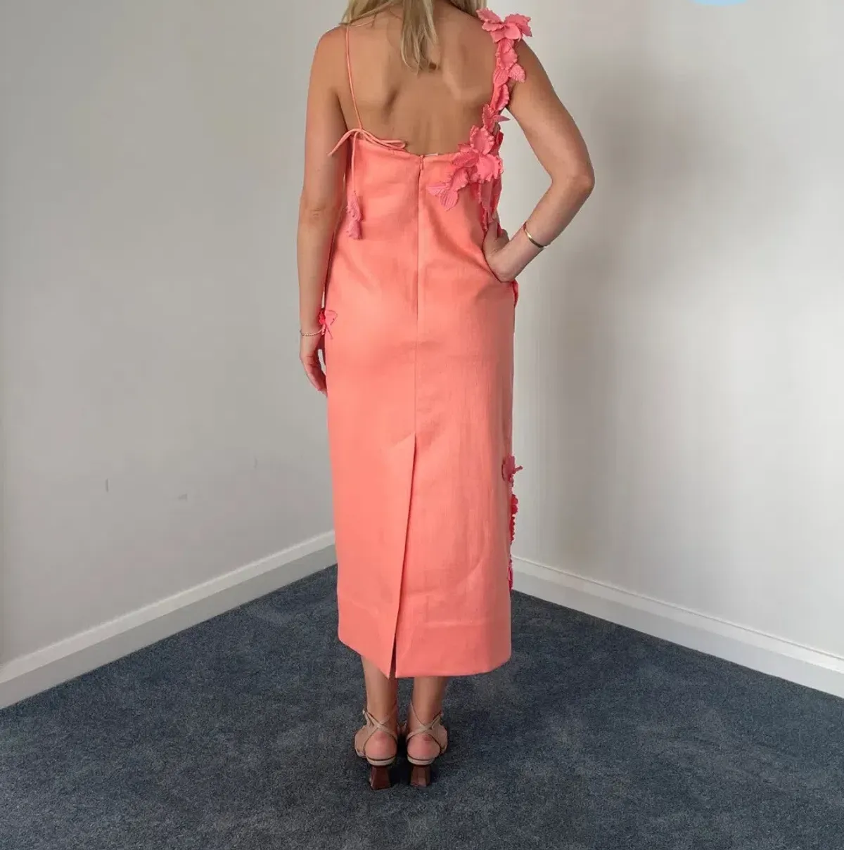 Zimmermann High Tide Lift Off Flower Midi Dress Guava Size 0 / Au 8 - Image 3