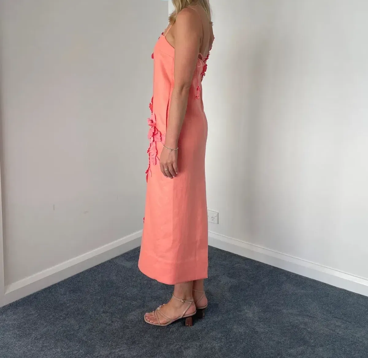 Zimmermann High Tide Lift Off Flower Midi Dress Guava Size 0 / Au 8 - Image 2