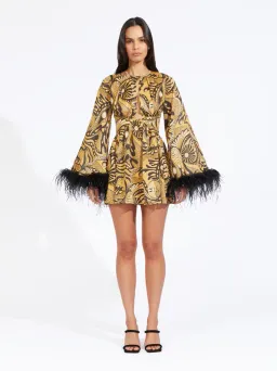 Alice McCall Gold Dust Feather Mini Dress Print Size 6 for rent on The Volte - image 1