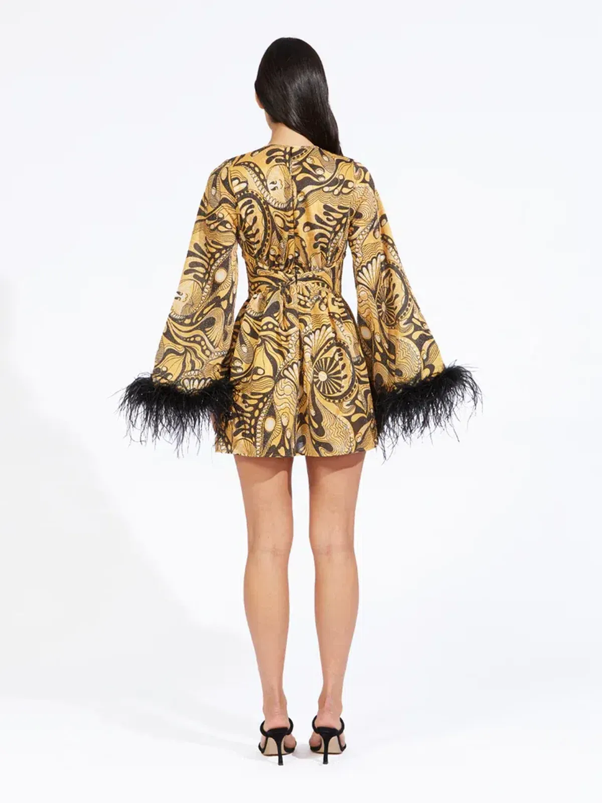 Alice McCall Gold Dust Feather Mini Dress Print Size 6 - Image 5