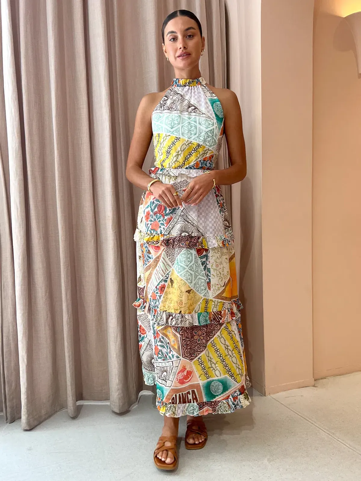 Kate Ford Zellejie Long Layered Dress in Multi Size 8 for rent on The Volte - main image