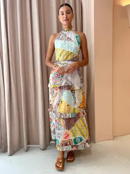 Kate Ford Zellejie Long Layered Dress in Multi Size 8 for rent on The Volte - image 1