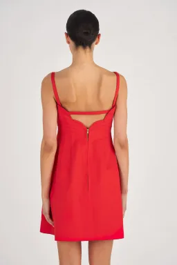 Oroton Short Scallop Dress True Red Size 12 for rent on The Volte - image 2