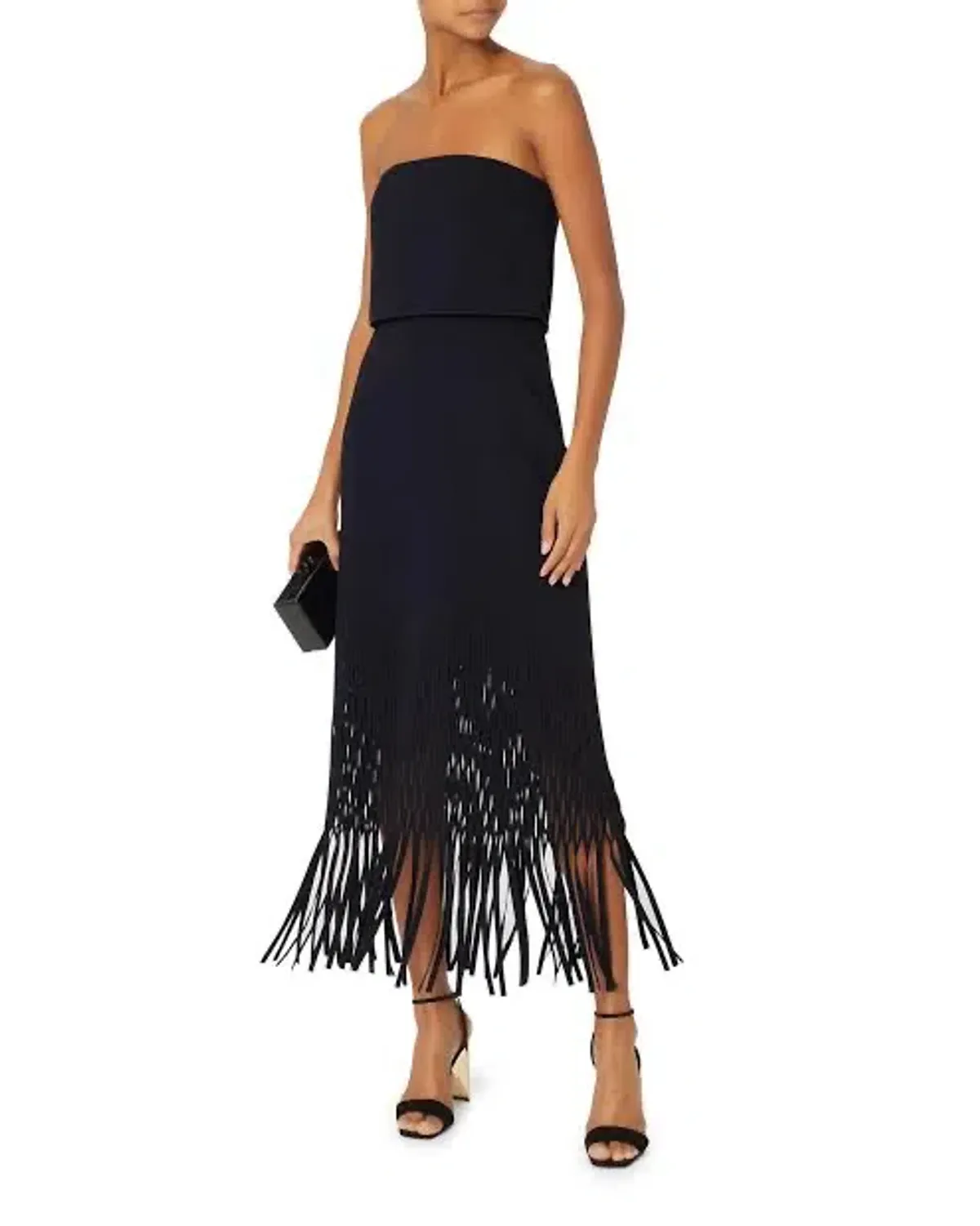 Dion Lee Strapless Laser Cut Dress Black Size AU 8 for rent on The Volte - main image