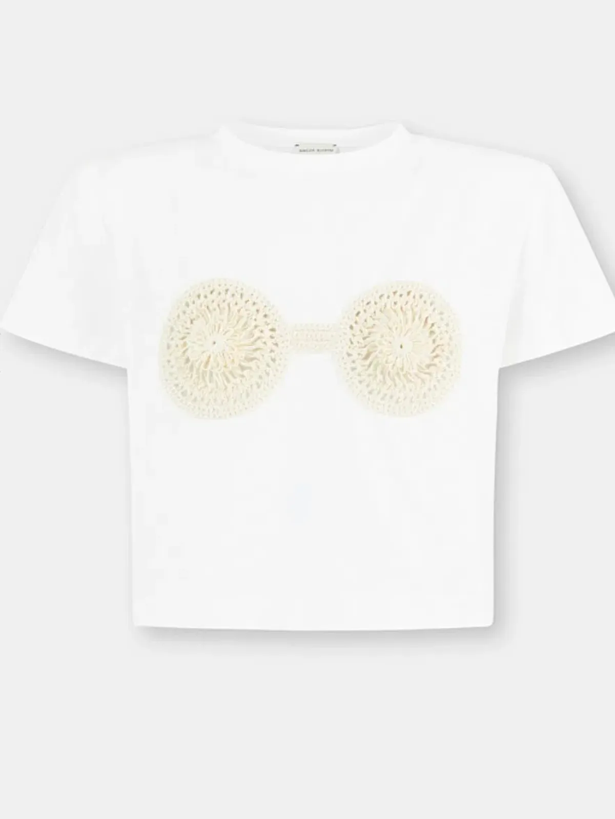 Magda Butrym Feather Crochet Mini Skirt cream and crochet T-shirt Size 36 / Au 8 - Image 3