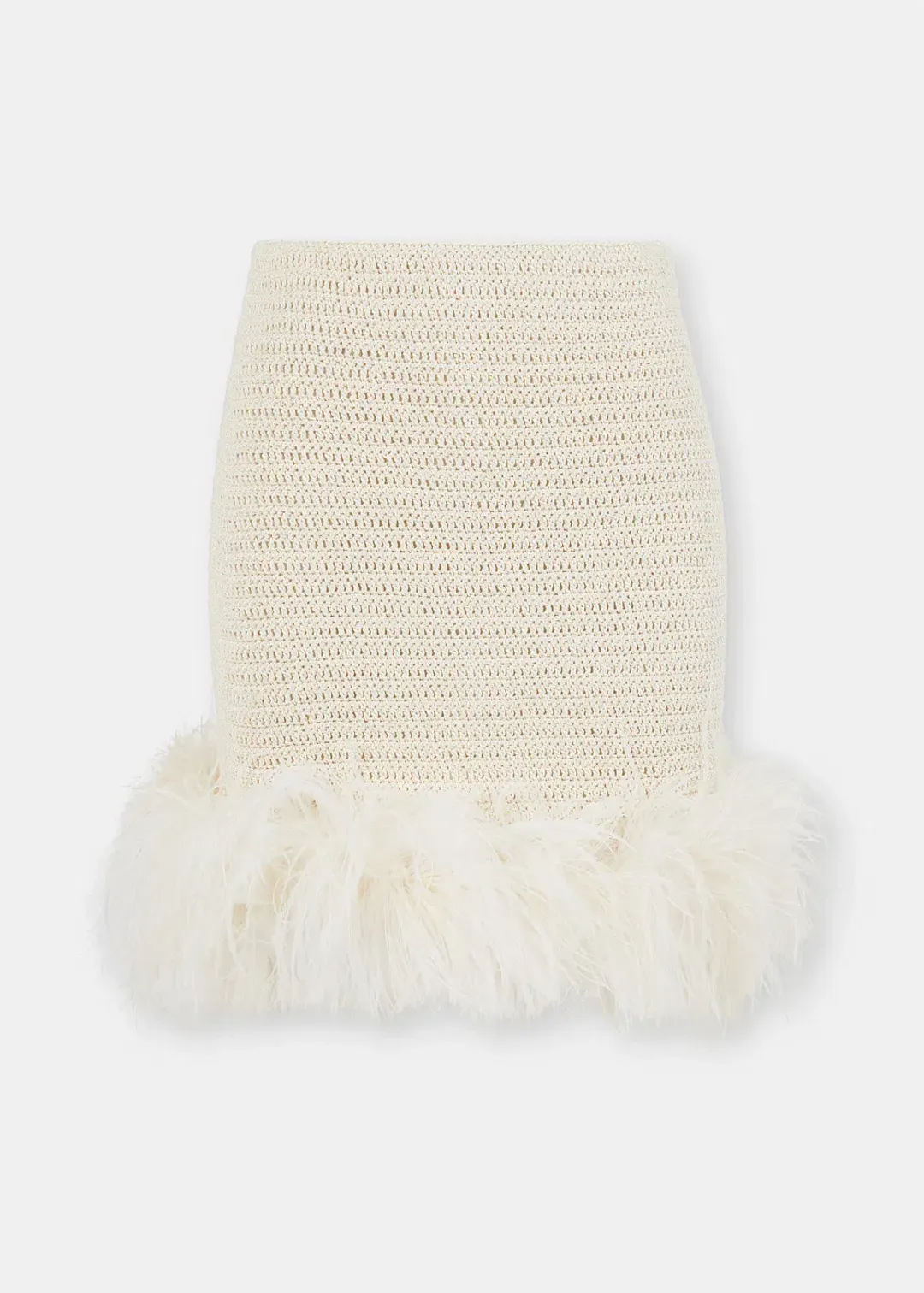 Magda Butrym Feather Crochet Mini Skirt cream and crochet T-shirt Size 36 / Au 8 for rent on The Volte - main image