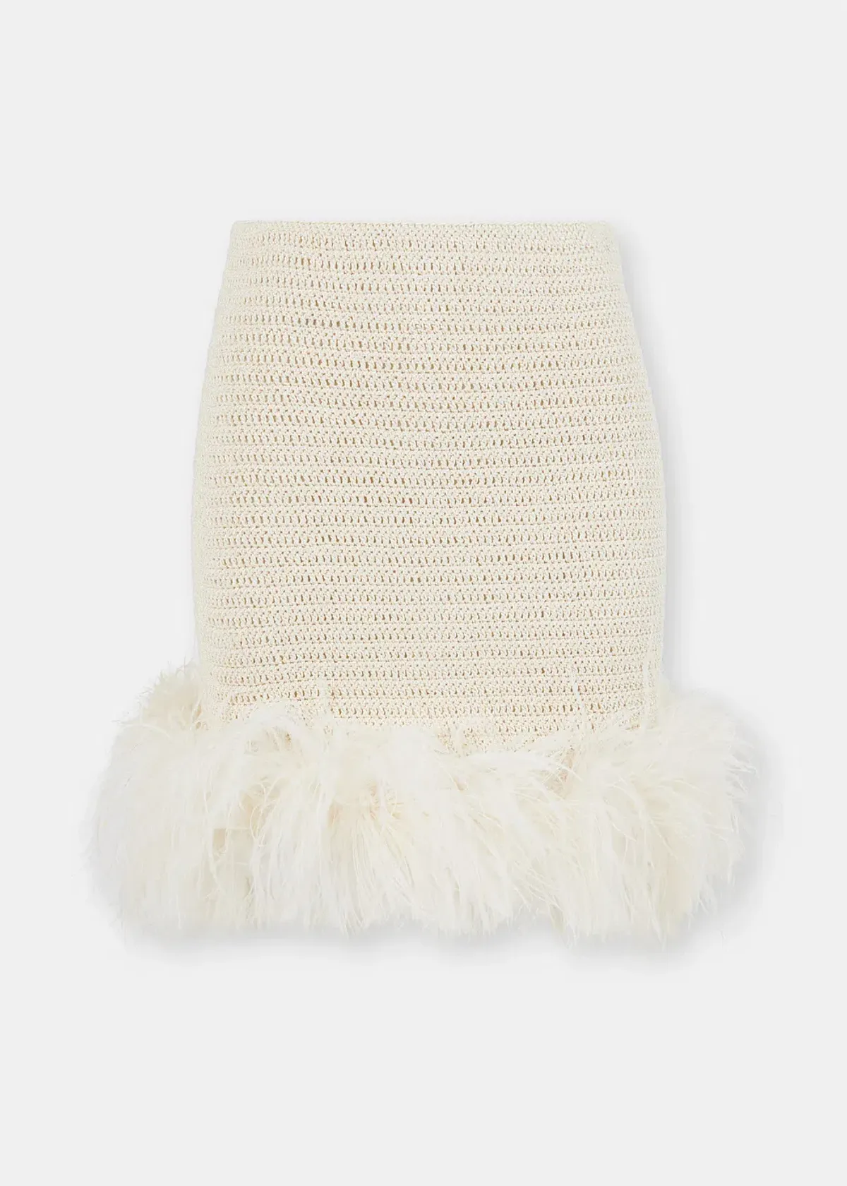 Magda Butrym Feather Crochet Mini Skirt cream and crochet T-shirt Size 36 / Au 8 - Image 2