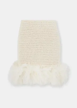 Magda Butrym Feather Crochet Mini Skirt cream and crochet T-shirt Size 36 / Au 8 for rent on The Volte - image 2