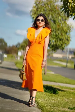 Sheike Charlize Midi Dress Orange Size 6 for rent on The Volte - image 3
