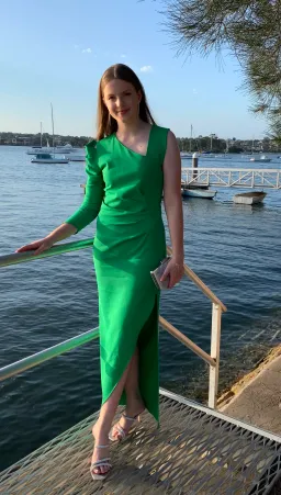 Ginger & Smart Vortex Asymmetric One Shoulder Midi Dress Green Size 10 for rent on The Volte - image 2