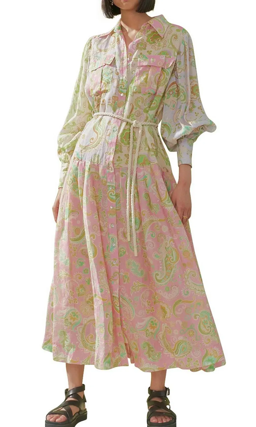 Alemais Marta Patchwork Shirtdress Print Size 6 for rent on The Volte - main image