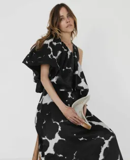 Aje Oxidised One Shoulder Gown Print Size 8 for rent on The Volte - image 4