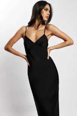 Meshki Bailey Satin Maxi Dress Black Size 6 for rent on The Volte - image 3