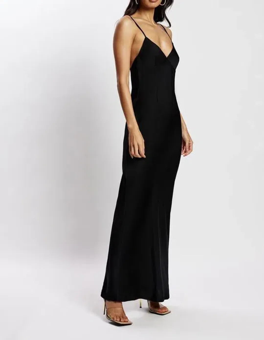 Meshki Bailey Satin Maxi Dress Black Size 6 for rent on The Volte - main image