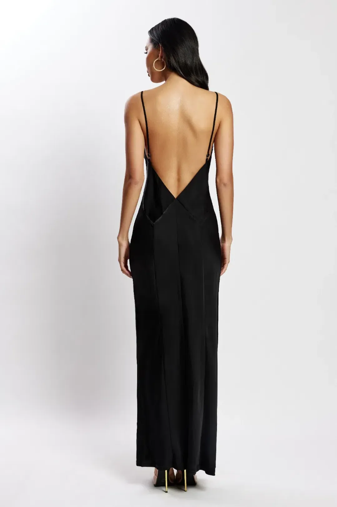 Meshki Bailey Satin Maxi Dress Black Size 6 for rent on The Volte - main image