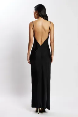 Meshki Bailey Satin Maxi Dress Black Size 6 for rent on The Volte - image 1
