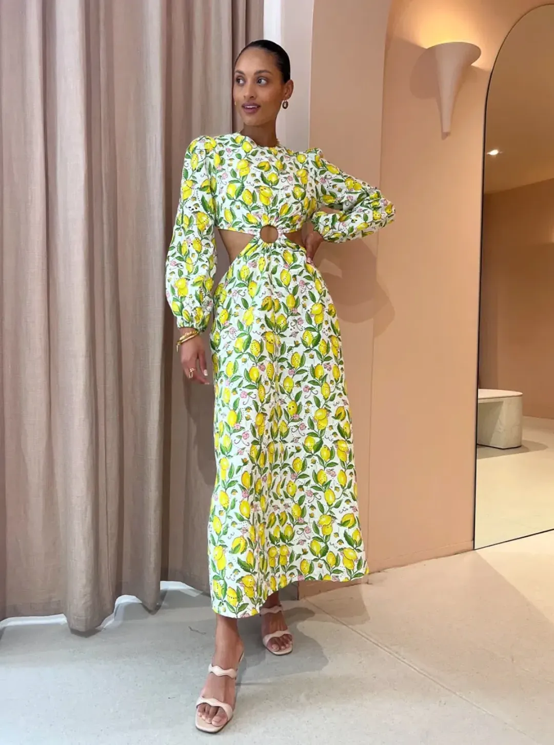 Palm Noosa Domino Dress Lemons Print Size 8 for rent on The Volte - main image