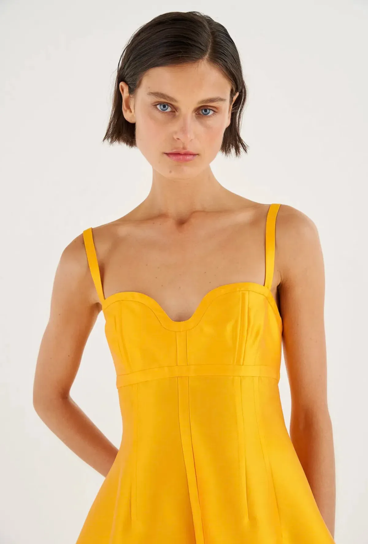 Oroton Sculptured Bodice Dress Marigold Size 10 - Image 2