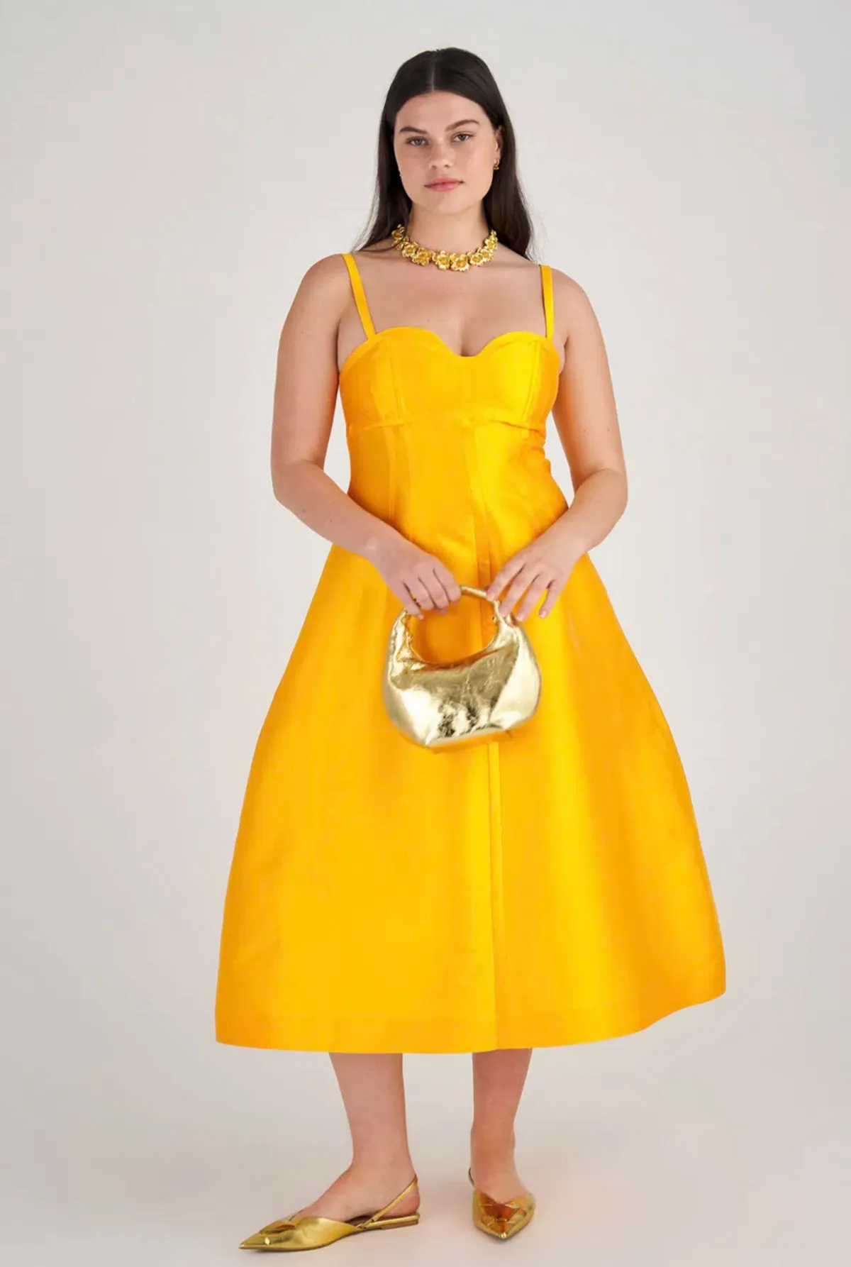 Oroton Sculptured Bodice Dress Marigold Size 10 - Image 4
