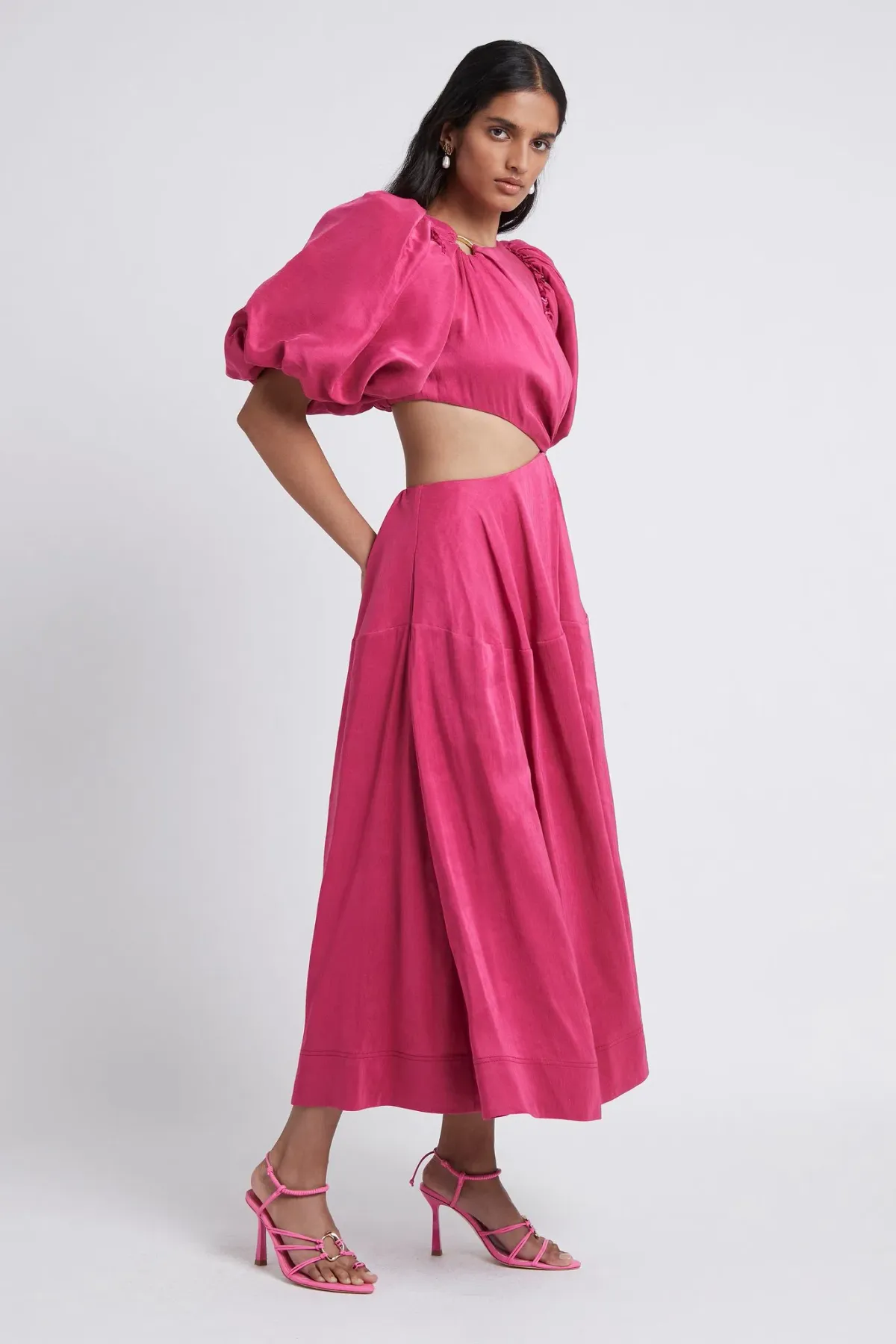 Aje Vanades Cut Out Ring Midi Dress Pink Size 8 - Image 3
