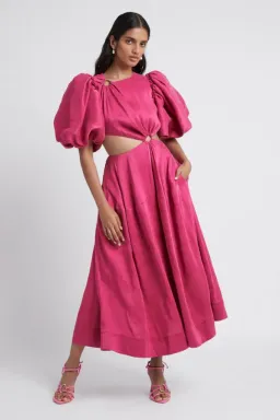 Aje Vanades Cut Out Ring Midi Dress Pink Size 8 for rent on The Volte - image 1