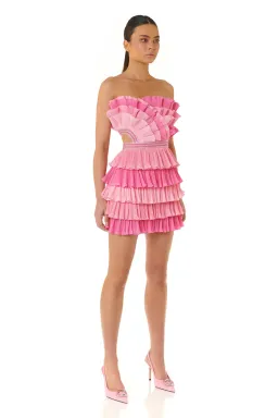 Eliya the Label Josephine Pleated Ruffle Mini Dress Pink Size M / Au 10 for rent on The Volte - image 1