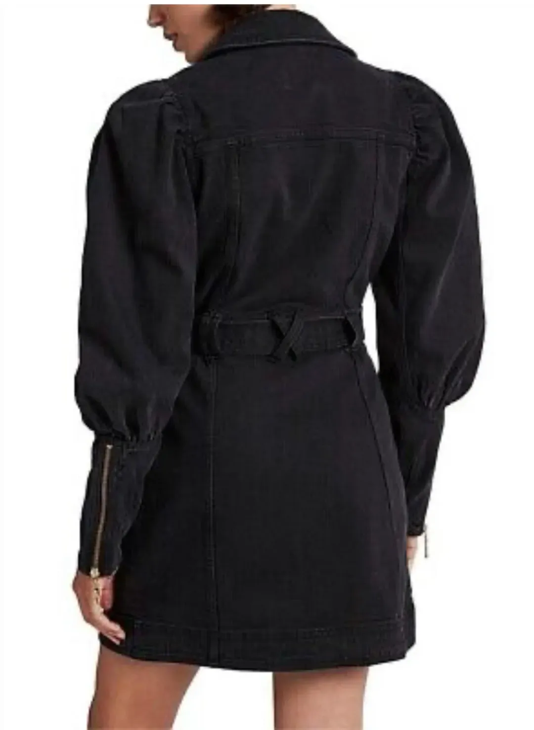 Aje Dione Denim Long Sleeve Mini Dress Black Size 12 for rent on The Volte - main image