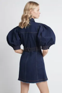 Aje Tori Denim Mini Dress Blue Size 14 for rent on The Volte - image 2