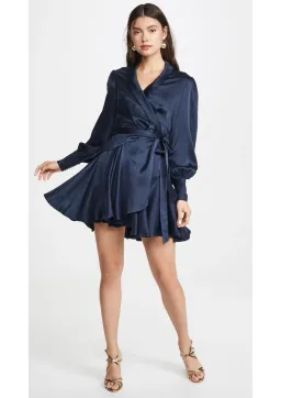 Zimmermann Mini Wrap Dress Navy Size 6 for rent on The Volte - image 1