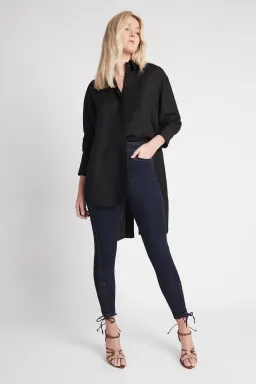 Aje Virtuous Lace-Up Longline Shirt In Black Size 10 for rent on The Volte - image 1