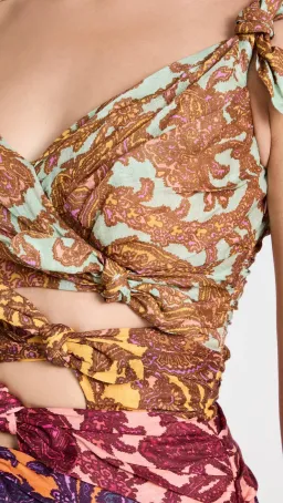 Zimmermann Tiggy Bow Midi Dress Spliced Paisley Size 4 / Au 16 for rent on The Volte - image 2